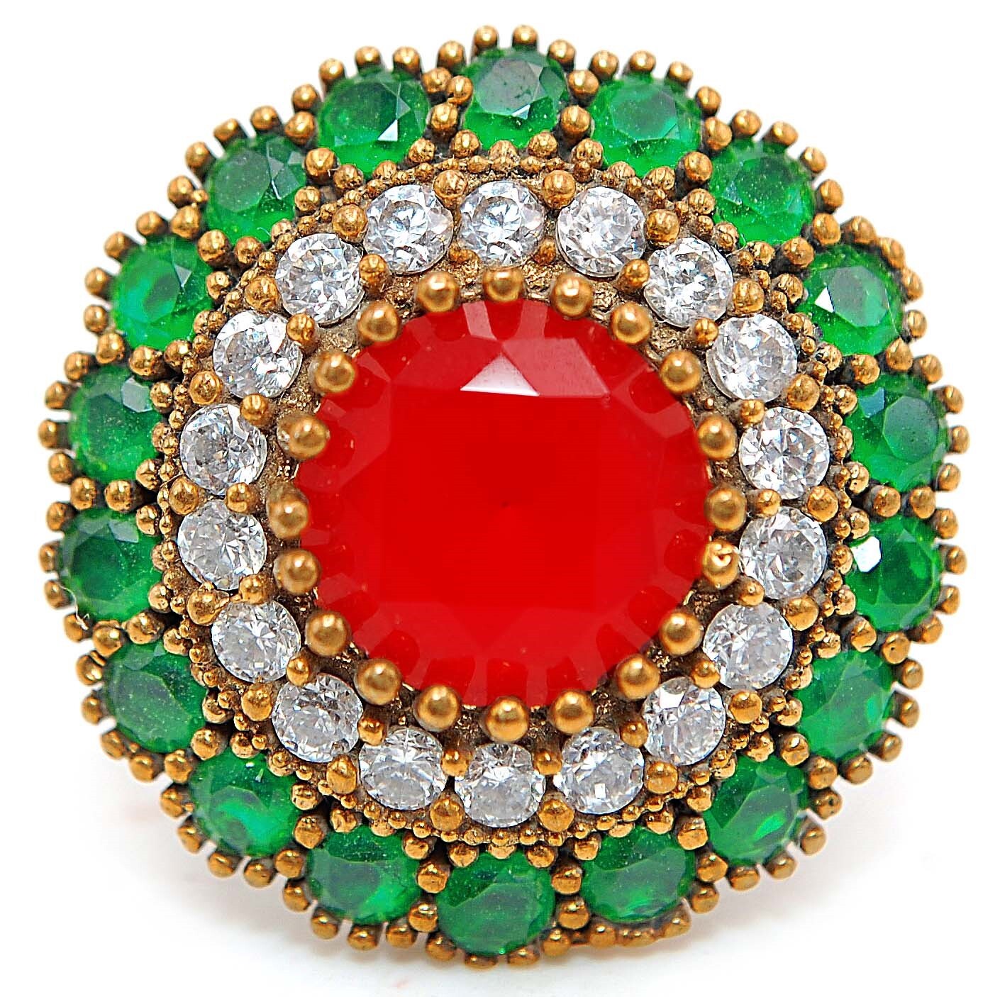 Exquisite 3CT Treated Ruby 925 Sterling Silver Ottoman Empire Ring Size 8