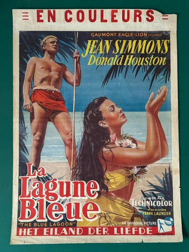 The Blue Lagoon 1949 Original Belgian Film Poster Joan Simmons Donald Houston