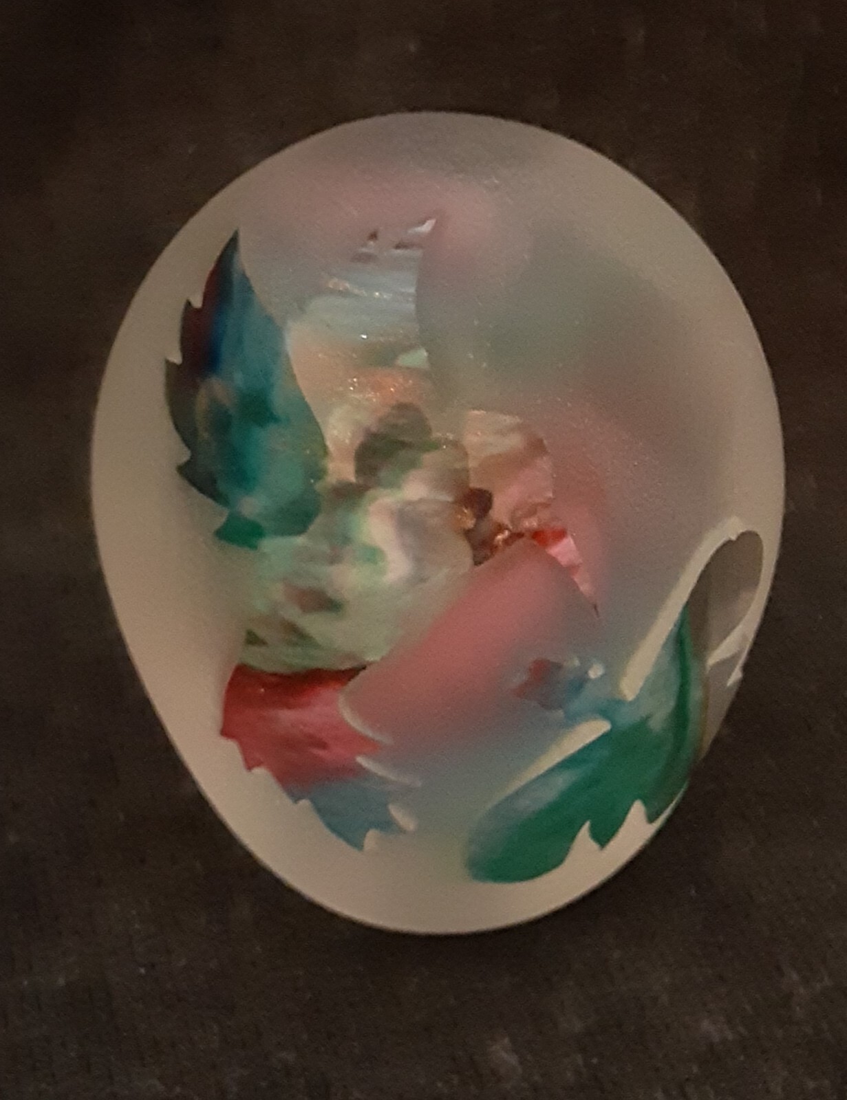 John DesMeules Etched Frosted Hummingbird Flower Paperweight WV