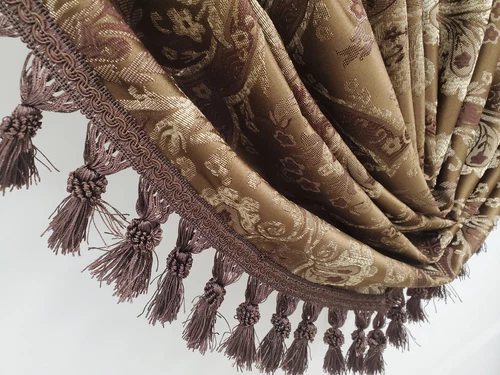 Paris Jacquard Damask Curtain 52"x84" Panel or Fringe Valance Shirred to 30Wx22L