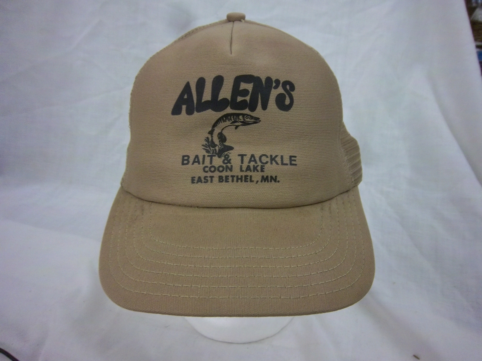trucker hat baseball cap ALLEN'S BAIT TACKLE COON LAKE MN snapback cool mesh