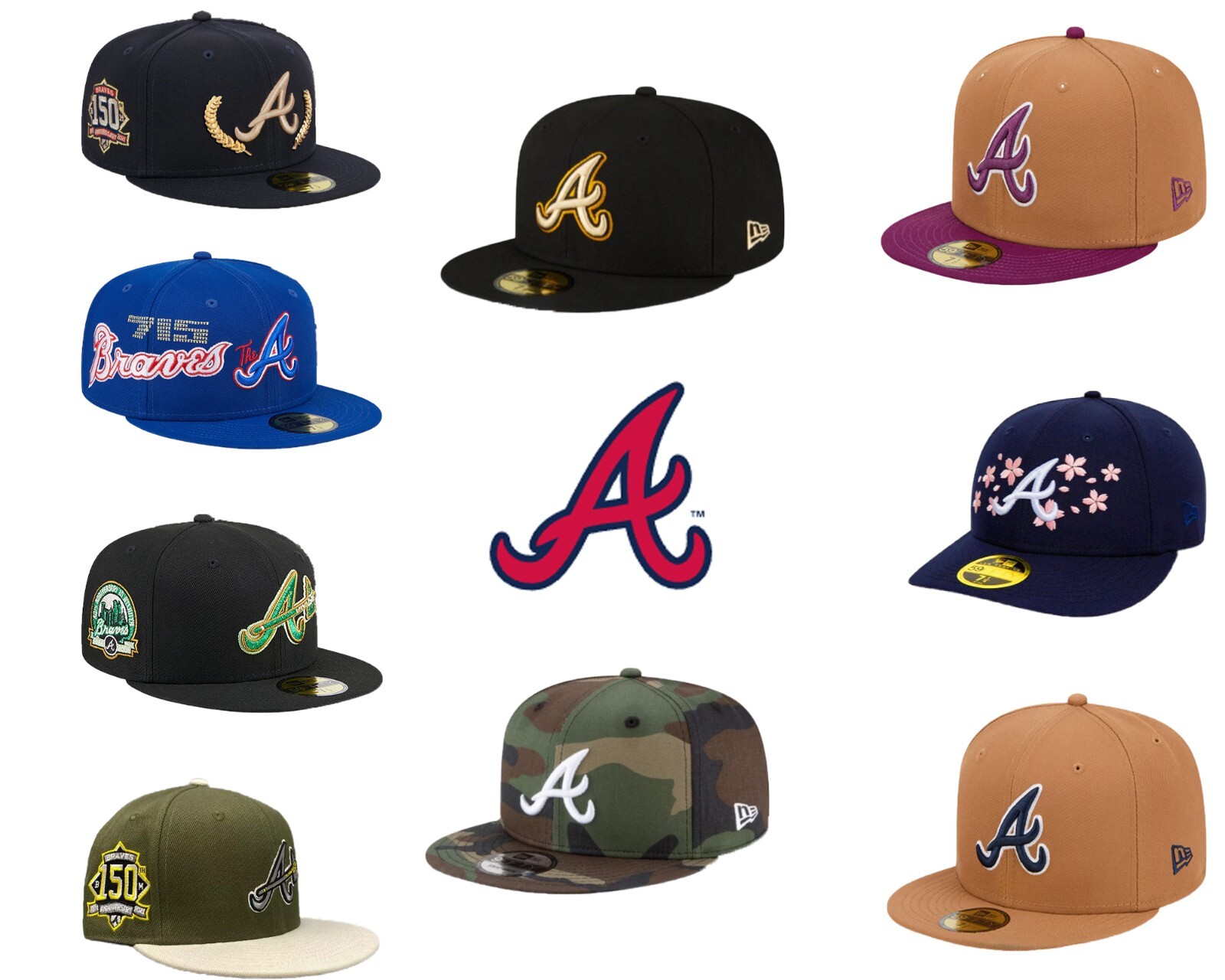 New MLB Atlanta Braves New Era Men's Baseball Cap 59FIFTY Fitted Cap