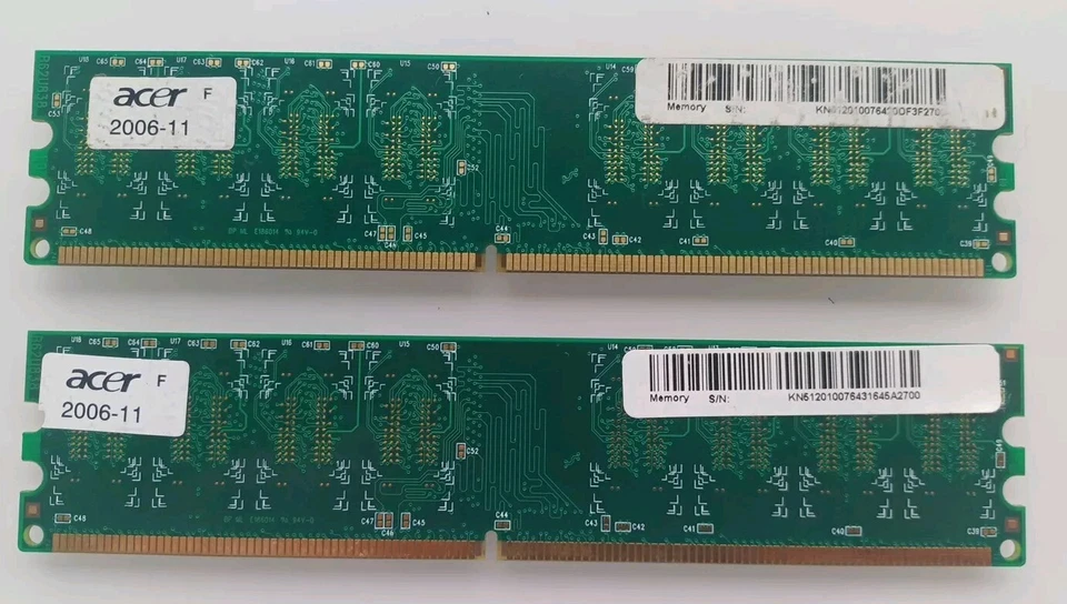 ACER Apacer 1GB (2 X 512mb)  UNB PC2-4300 CL4 RAM DIMM - Image 2 of 2