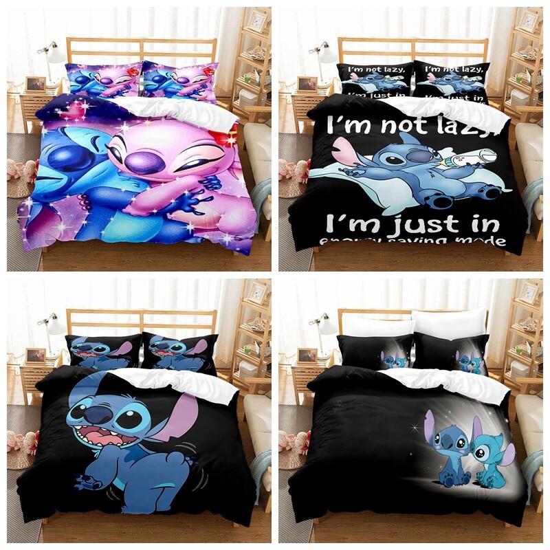 Lilo Stitch Duvet Cover Set + Pillowcase 3D Character Bedding Quilt