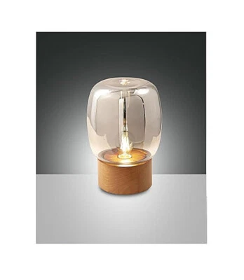 Fabas Luce Design Tischleuchte Paddock E27 3537-30-299 Schreibtisch Holz Glas - Bild 1 von 2