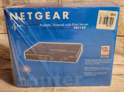 NETGEAR FR114P (4) Port Cable/DSL Router Prosafe Firewall Print Server 10/100 Mb