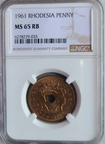 Rhodesia 1 Penny 1961 NGC MS 65 RB