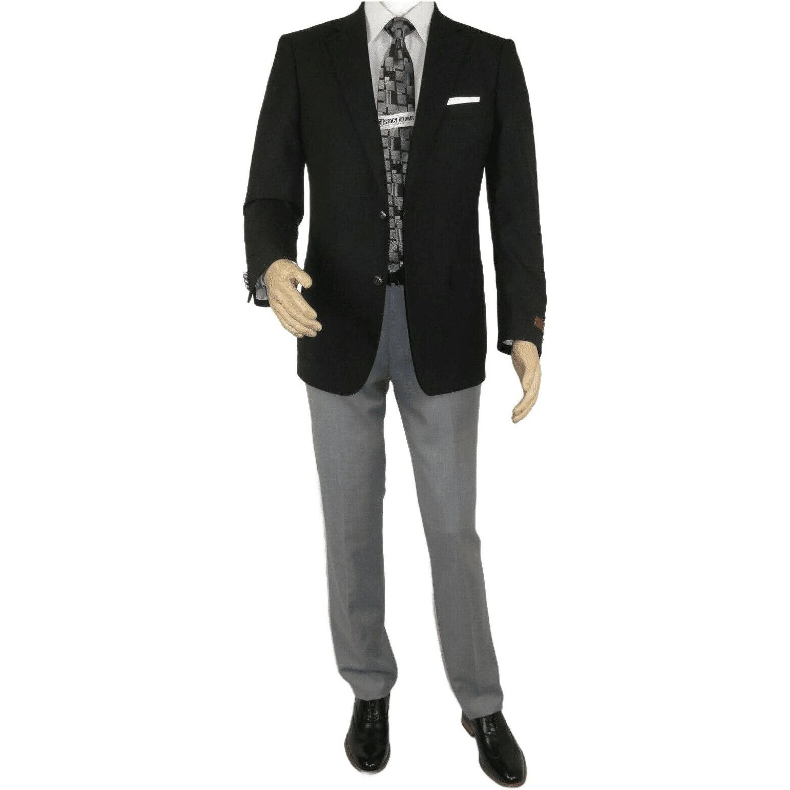 Men's RENOIR Classic Blazer Jacket 100% Wool Single breasted Notch 509-1 Black