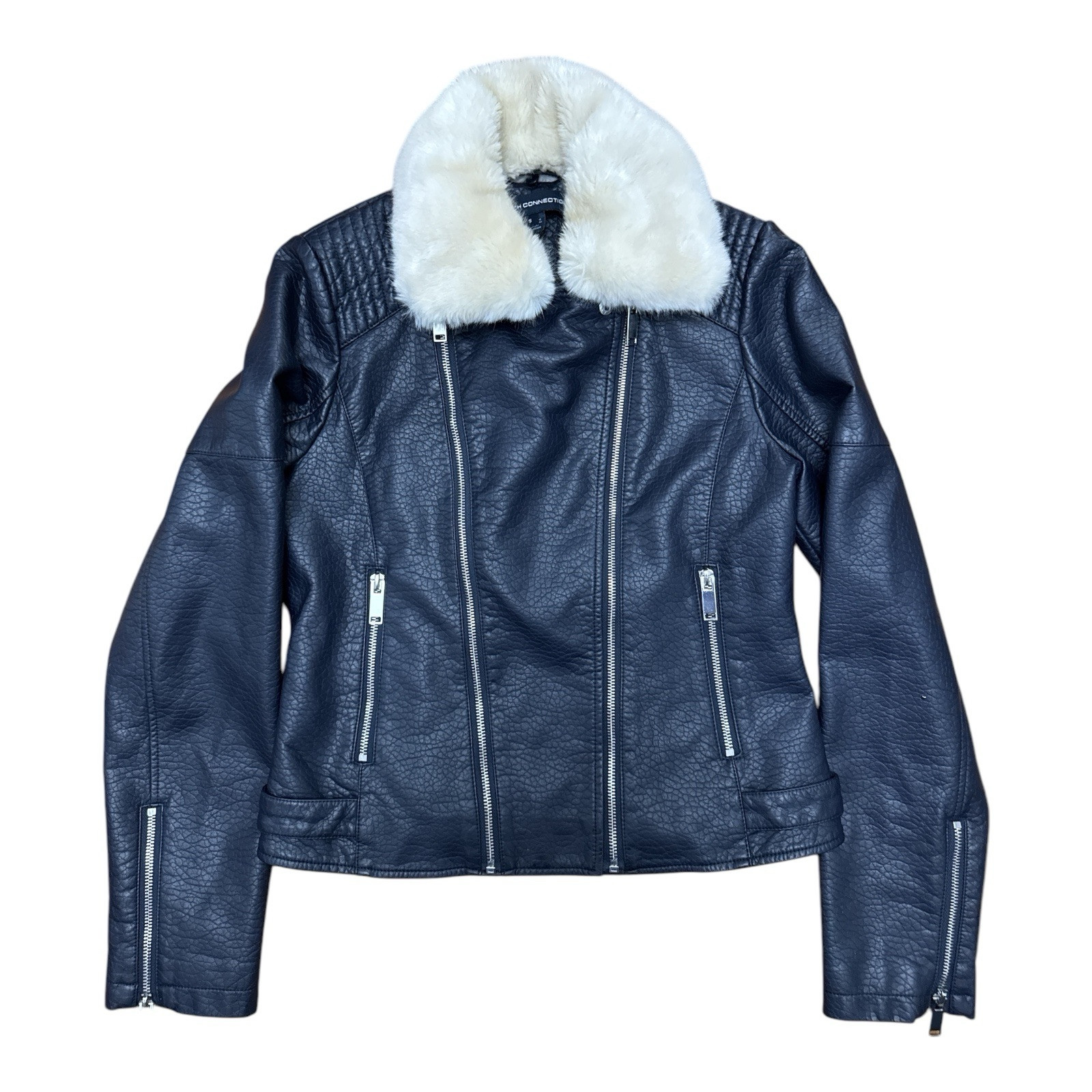 French Connection Black Jacket, Removable Faux Fu… - image 1