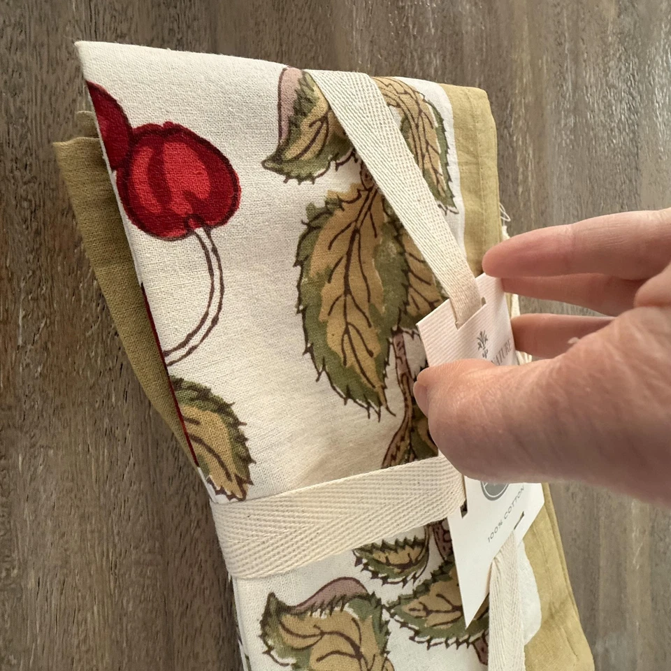 Couleur Nature Napkins Set of 4 19x19 Cotton Cerise Cherry Print by Bruno Lamy - Image 3 of 4