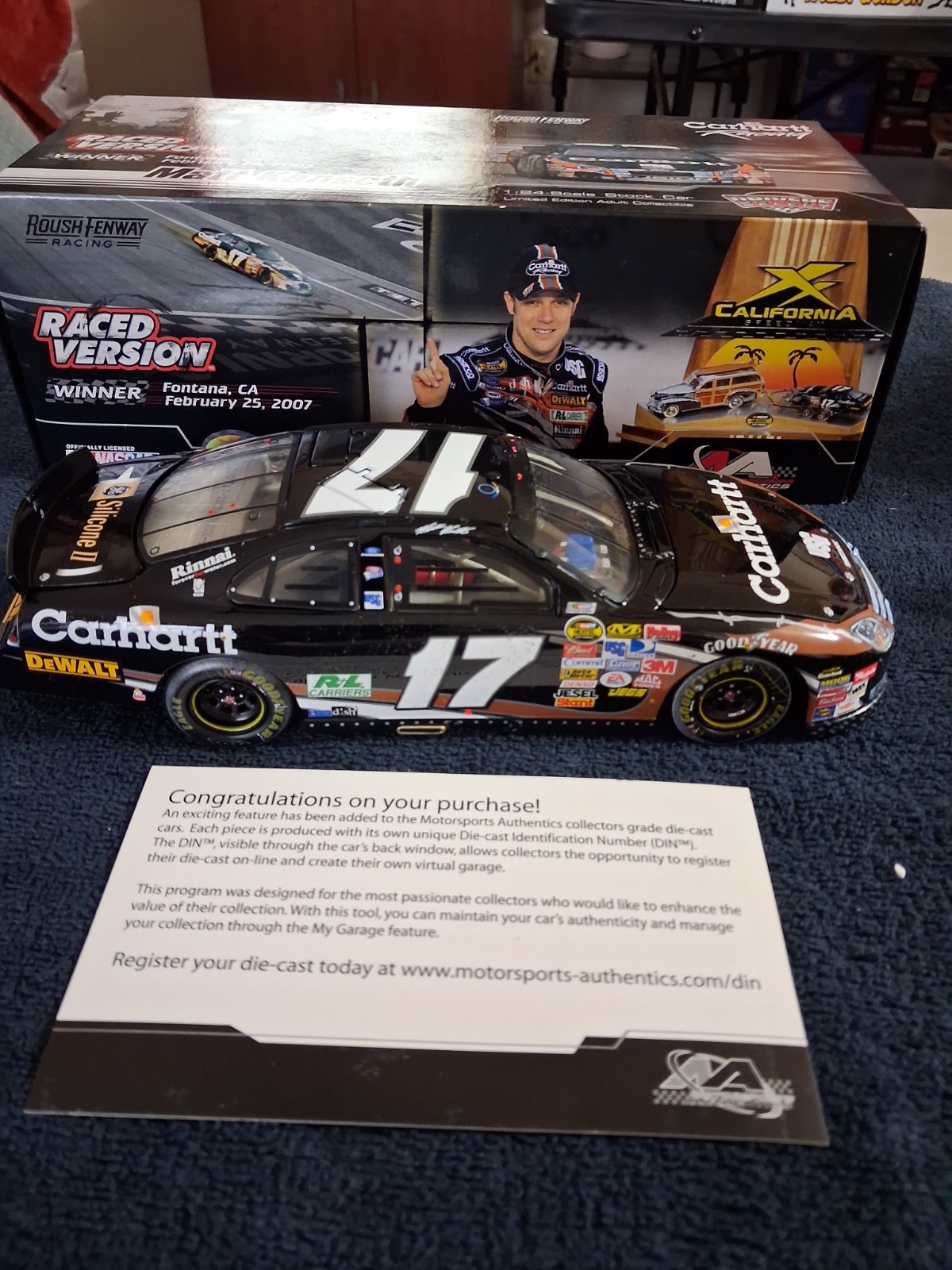 2007 MATT KENSETH #17 CARHART FONTANA CA RACE WIN 1/24 ACTION DIECAST 1 of 1200