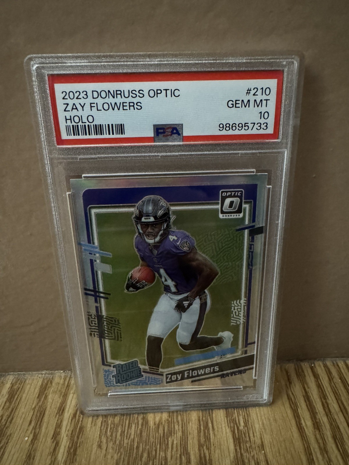 2023 PANINI DONRUSS OPTIC ZAY FLOWERS HOLO RATED ROOKIE RC PRIZM #210 PSA 10