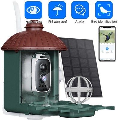 Smart Bird Feeder with Camera 2K HD 2.4G 5G WiFi Solar Battery Power Camera