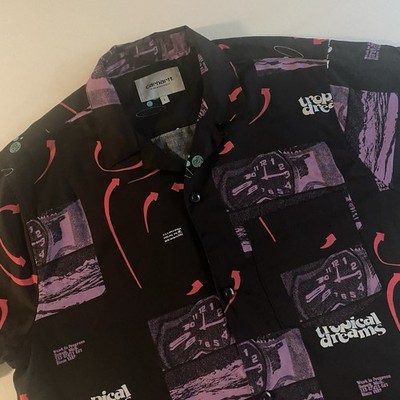 Carhartt WIP Dreams Shirt Men L Camp Loop Collar Hawaiian Skater Button Up