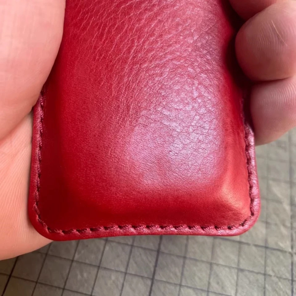 Luxury Red Genuine Leather Protective Travel Storage Bag 83x63mm For HP P900 SSD - Imagem 4 de 4