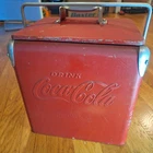 Vintage Red Coca Cola Cooler Icebox Metal Action Mfg 1950's no rust/dents