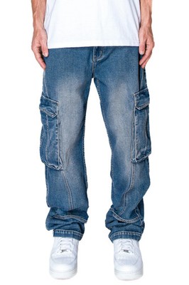 Victorious Men's Baggy Fit Side Cargo Pocket Comfortable Denim Jeans DL1541