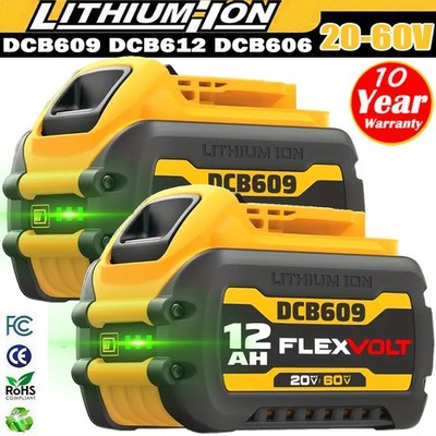 2Pack 12.0Ah For DeWalt FLEXVOLT 20V/60V MAX Battery Li-ion DCB609 DCB612 DCB606