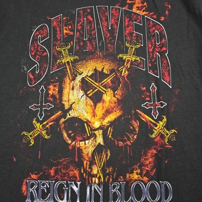 SLAYER Shirt Mens Large BLACK REIGN IN BLOOD Heavy METAL ALBUM Music Faded NWT