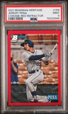 2021 Bowman Heritage Chrome-Red Refractor #159 Jeremy Pena PSA 9