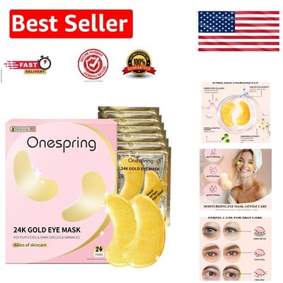 Hydrating 24K Gold Eye Patches - Reduce Puffiness & Fine Lines, 24 Pairs