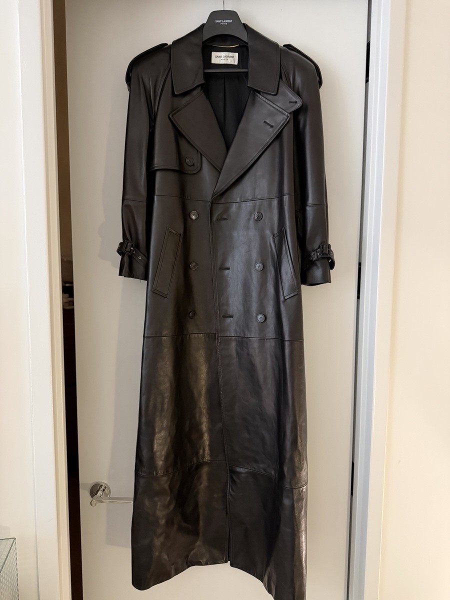 SAINT LAURENT LEATHER TRENCH COAT | eBay