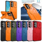 For Samsung Galaxy A16 A17 A26 A36 A56 Slide Camera Cover Magnetic Stand Case