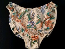Vintage Victorias Secret Gold Crown Satin Floral Sheer French Hi-Cut Panties M