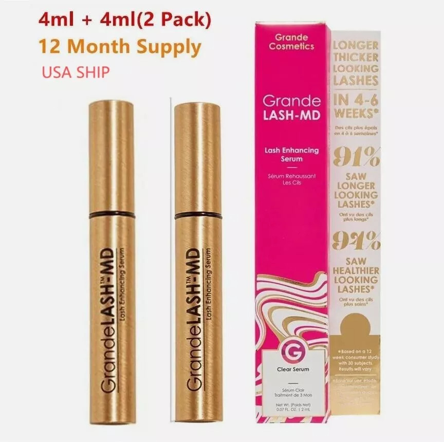 2PACK Grande LASH-MD Grande Lash Enhancing Serum 4ML 6 month Supply Newest