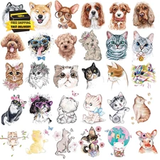 30 Pieces Animals Temporary Tattoos for Kids Women, Dogs Cats Waterproof Tattoos