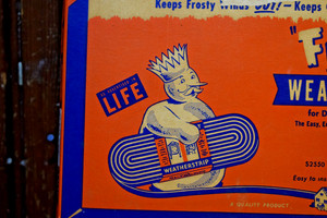 FROST KING WEATHER STRIP PACKAGE SIGN SNOWMAN AS SEEN IN LIFE VINTAGE 1950s OPEN