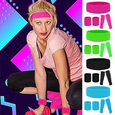 Leg Warmers Headband Wristbands Mix Color Knit Workout 80s Women AccessoriesLeg