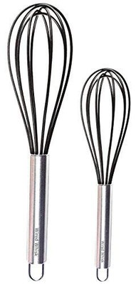 Silicone Whisk Set of 2 - Stainless Steel & Silicone Kitchen Utensils for 