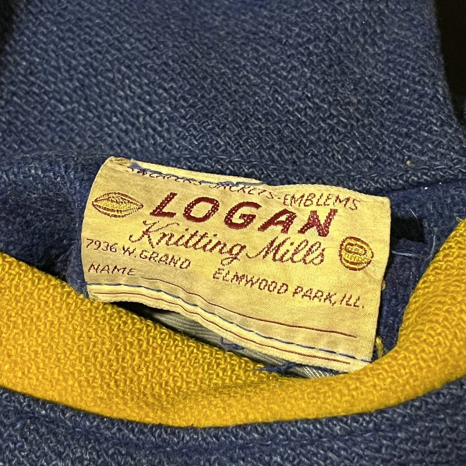 Chaqueta De Colección Logan Knitting Mills Para Hombre Mediana Azul Lana Varsity Letterman Años 60 Foto 2 de 4