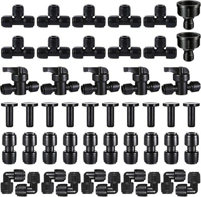 47 Pack Quick Connect 1/4'' Drip Irrigation Fittings Kit 1/4'' Drip Irrigation