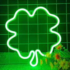 Four-Leaf Clover Neon Signs Clover Shaped St. Patrick'S Day Neon Light Usb/Batte