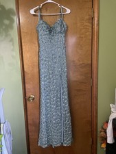 Blonde Nites Full Length Beaded Formal Dress With Slit