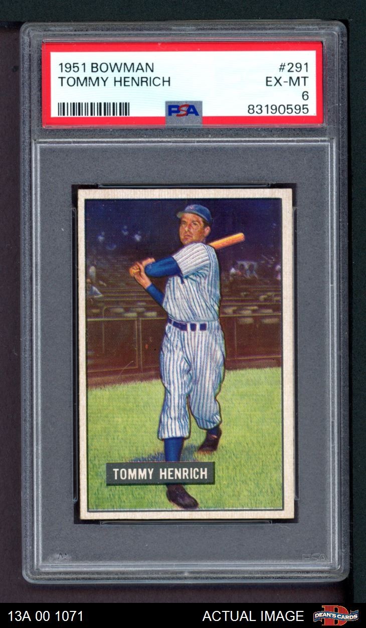 1951 Bowman #291 Tommy Henrich Yankees PSA 6 - EX/MT