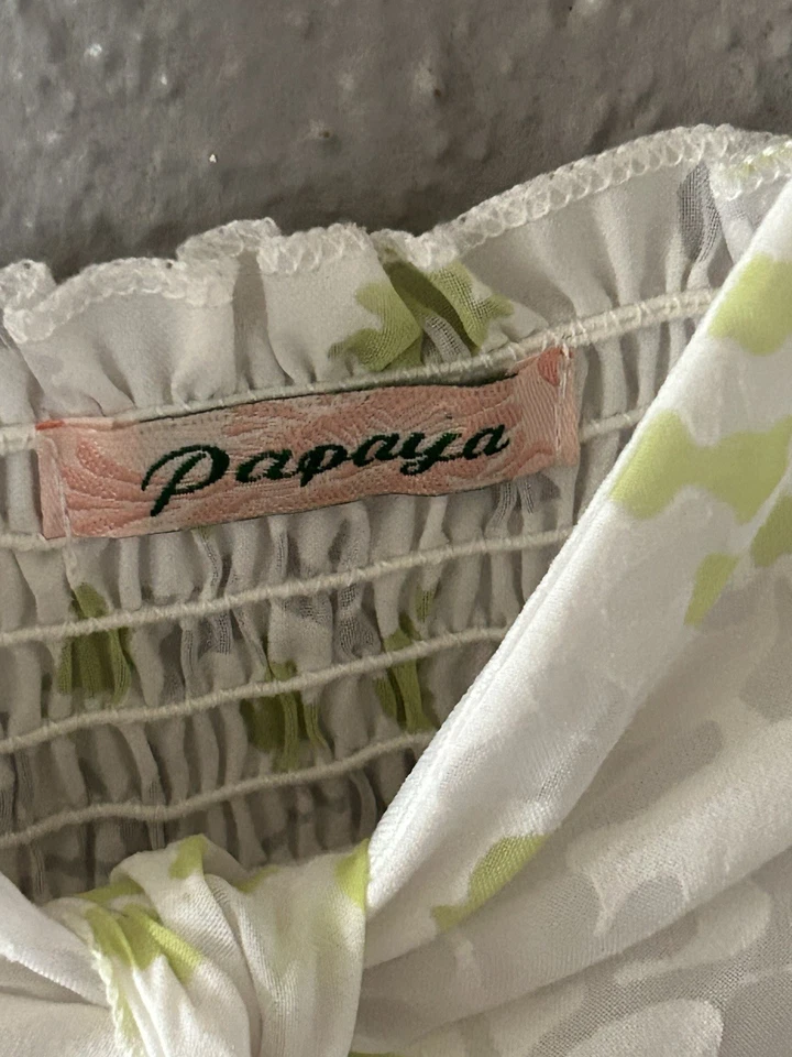 Top Babydoll Mujer Papaya Floral Sin Mangas Talla S Y2K Fairycore Verde Blanco Foto 2 de 4