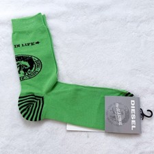 Diesel Vintage Green Smile in Life Large Cotton Socks Italy Dead Stock NWT