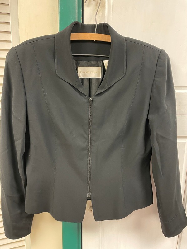 Dana Buchman women sz 12 full zip LS black dress jacket