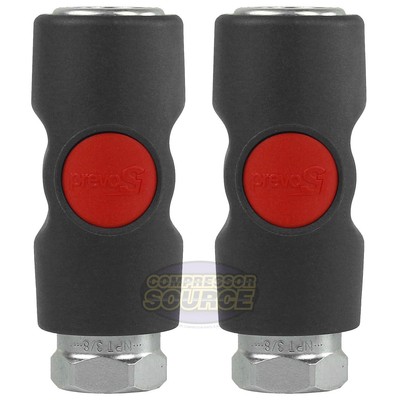 2 Pack Prevost TruFlate 3/8'' Safety Air Coupler 3/8'' FNPT Push Button Automotive