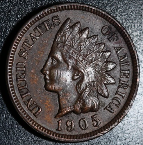 1905 INDIAN HEAD CENT - With LIBERTY & Near 4 DIAMONDS - AU UNC