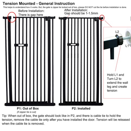 Extra Tall 150cm Baby Pet Security Gate Safety Guard for 105-115cm B3 Black - Picture 7 of 12