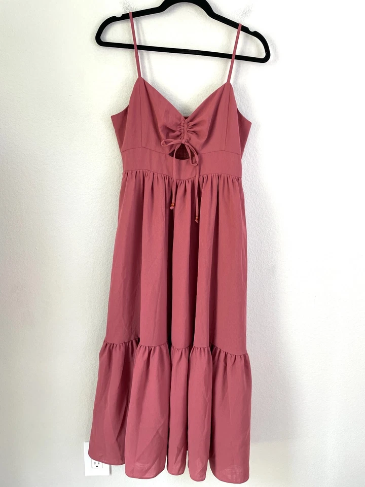 Vestido midi vintage de cuarzo Madewell para mujer con 6 orificios de cerradura acanalados en capas Foto 2 de 4
