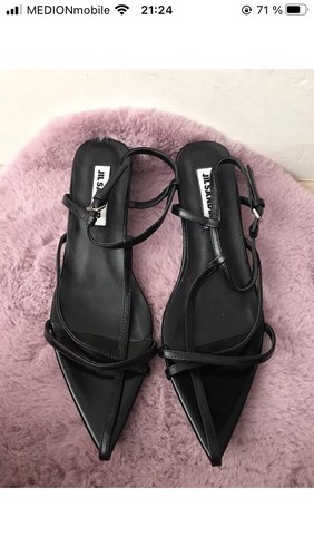 Sandali donna Jil Sander nuovi taglia 38 pelle nero comfort tacco 5 Italy NP 750€ - Foto 9 di 9