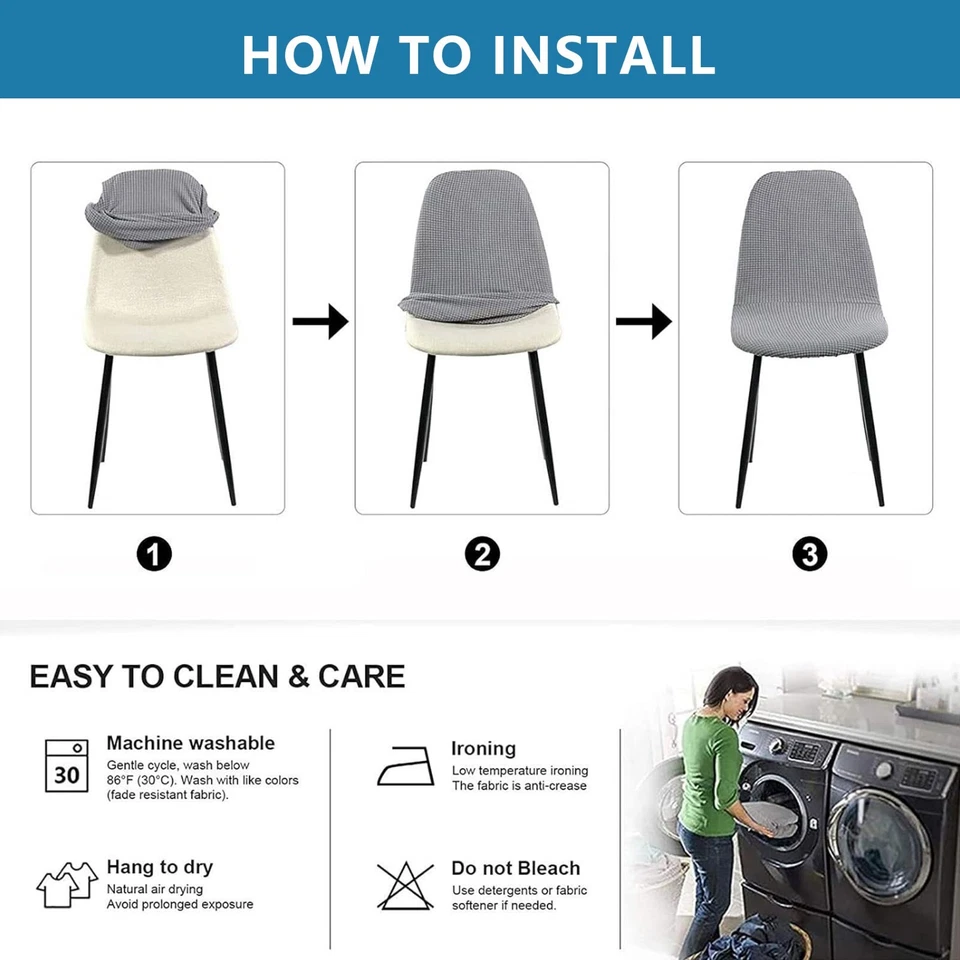 1 peça capa de cadeira de concha elástica, capas de cadeira de jantar elásticas removíveis laváveis - Imagem 2 de 4