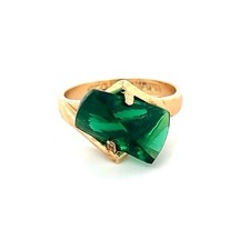 Sterling Gold Vermeil 925 Green Cz Taiwan Ring