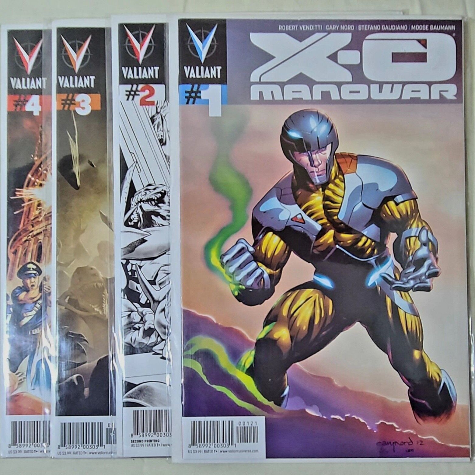 X-O MANOWAR COMIC BOOK LOT ISSUES 1, 2, 3, & 4 ALL ARE MINT TO NEAR MIN