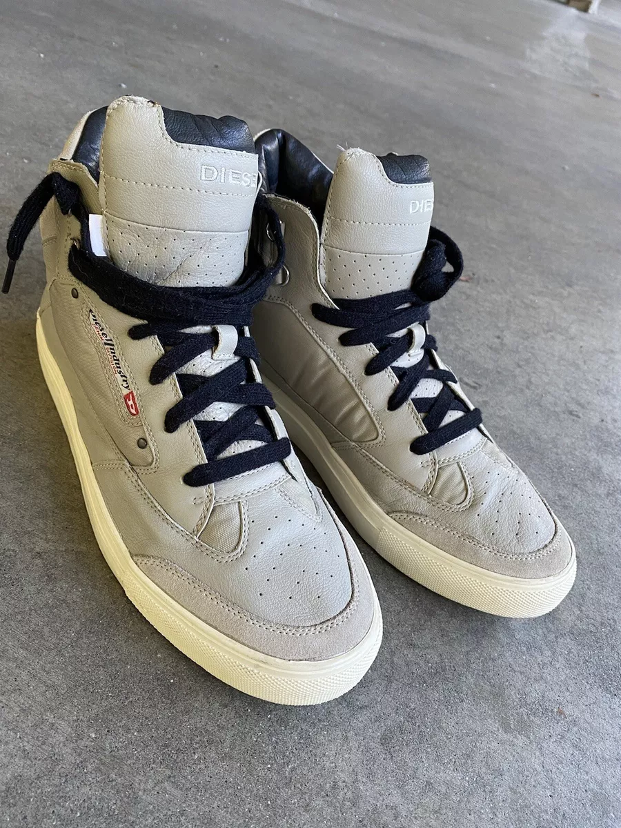 Mens DIESEL Leather High Top Sneakers Tan 11